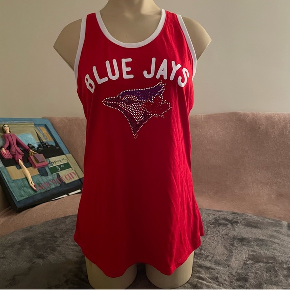 Authentic Toronto Blue Jays Dazzeled Logo Tank Top - Red - Picture 1 of 8
